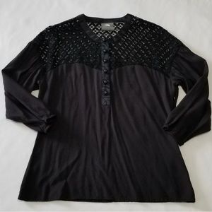 Anthropologie black lace top shirt blouse